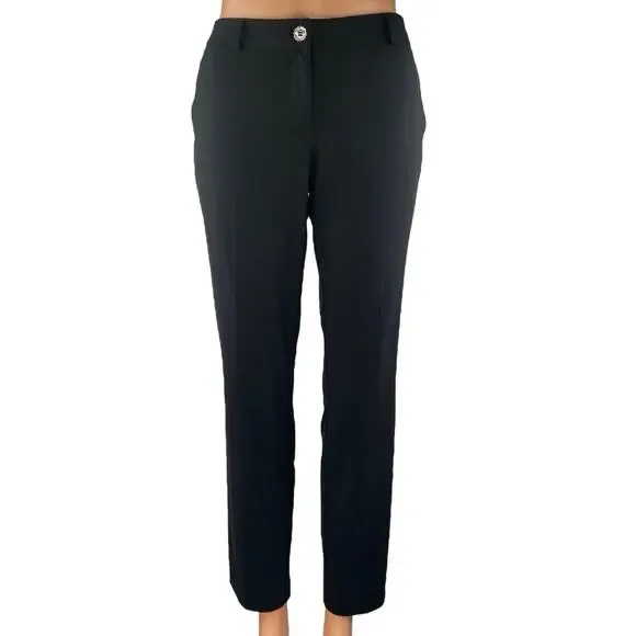 Michael Kors Women's Black Mid Rise Straight Leg Trousers Dress Pants Size 4 - Picture 1 of 5